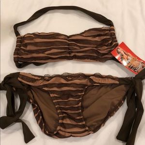 NWT Peaches brown 2 piece bathing suit